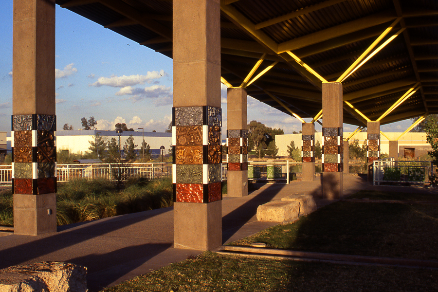 Photograph of Phoenix Rio Salado Shade structure and Layer of Time tiles
